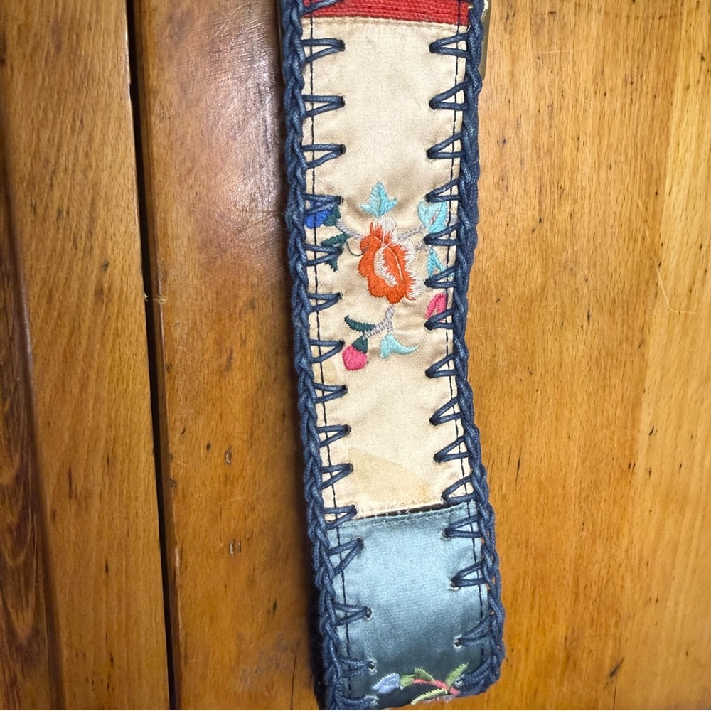 Lucky Brand Belt Ornate Boho-Chic Floral Bird Embroidery Brass Buckle - Picture 8 of 11